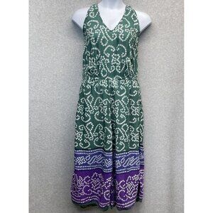 Newport News Wide‎ Leg Jumpsuit Womens Plus 18 Boho Halter Top Open Back Green